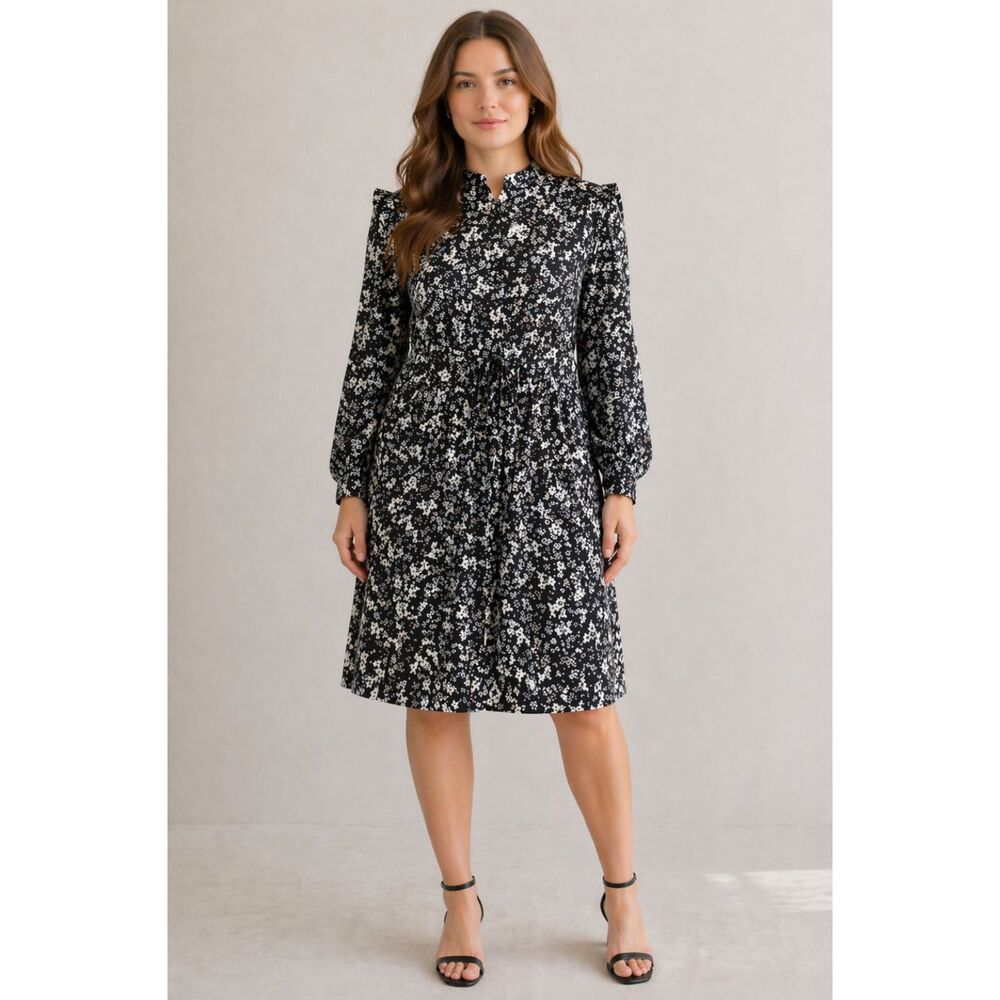 ERDEM x Universal Standard Floral The Primrose Ruffle Shirt Dress M